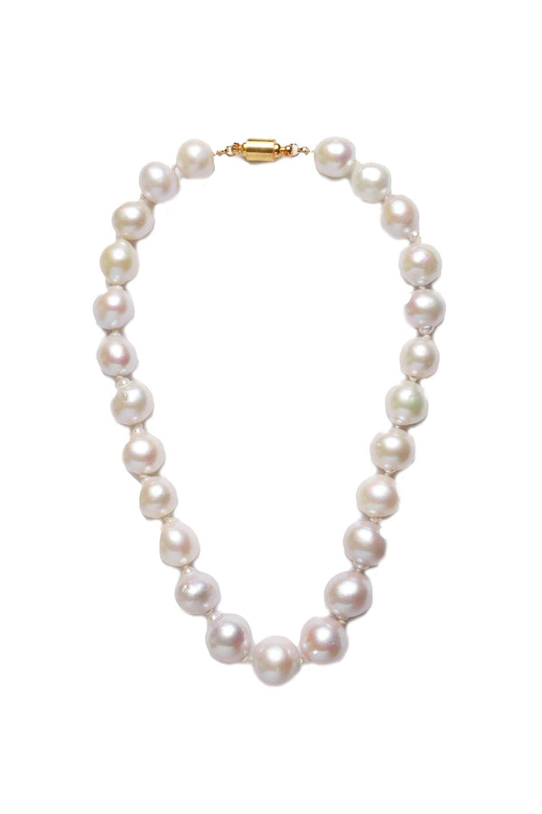 Pinkish Freshwater Round Pearl Silk Knotted Necklace-Necklaces-Gretchen Ventura