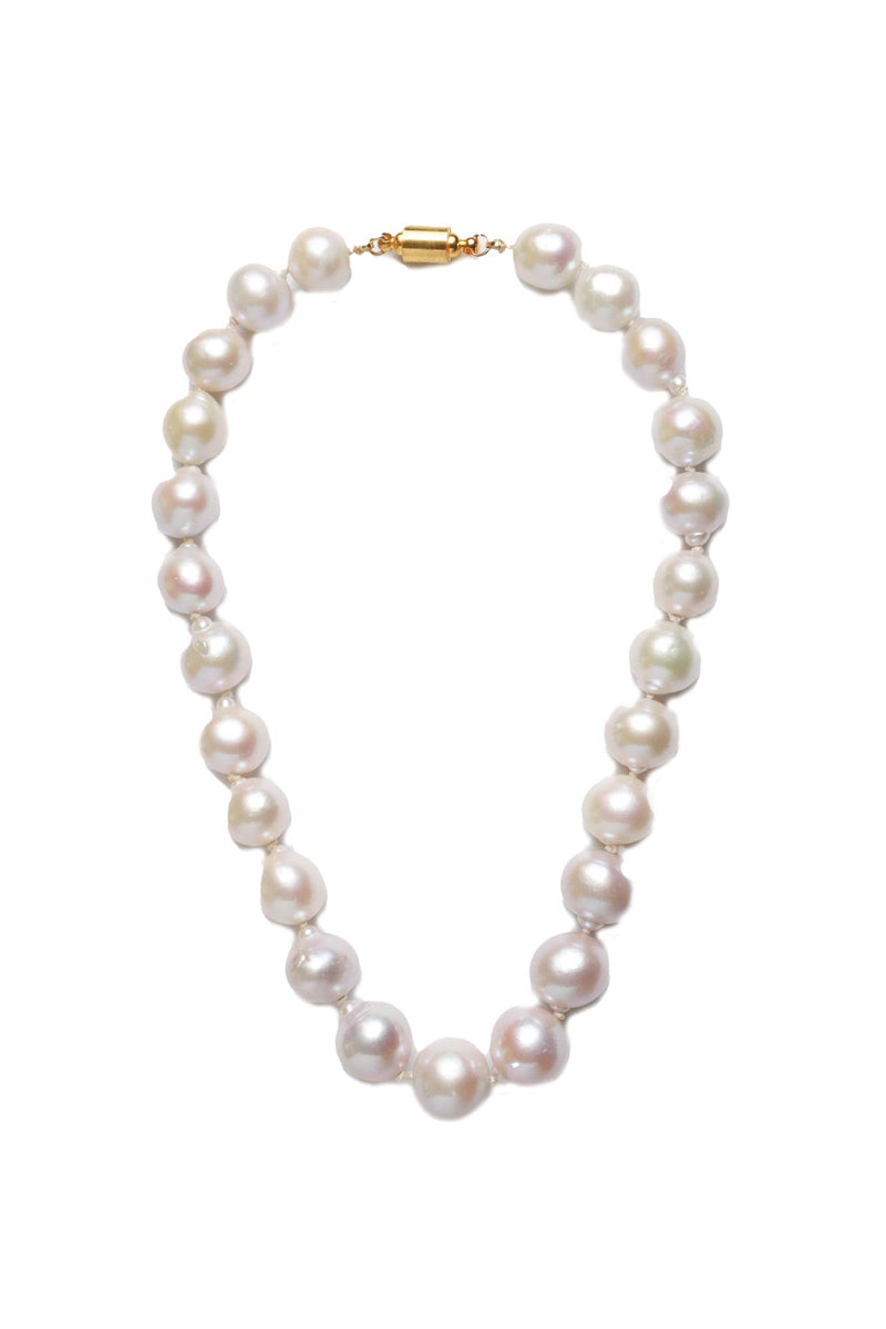 Pinkish Freshwater Round Pearl Silk Knotted Necklace-Necklaces-Gretchen Ventura
