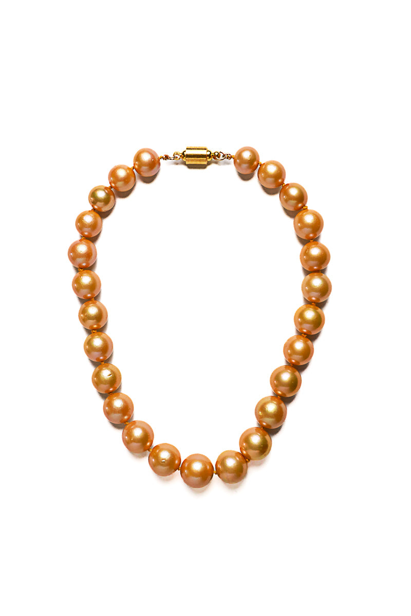 Gold Freshwater Pearl Silk Knotted Necklace-Necklaces-Gretchen Ventura