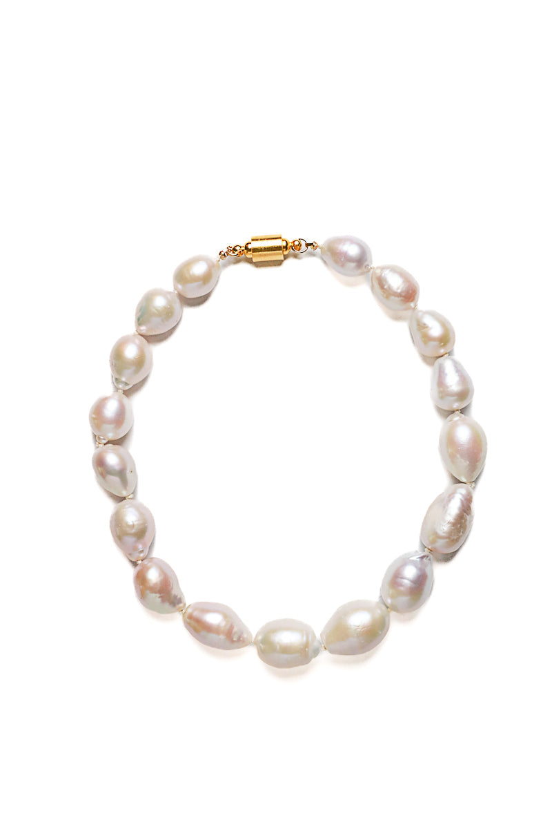Pinkish Freshwater Oval Pearl Silk Knotted Choker-Necklaces-Gretchen Ventura