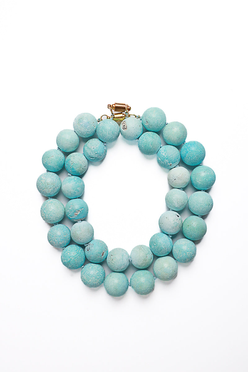 Matte Sleeping Beauty Turquoise Silk Knotted Necklace-Necklaces-Gretchen Ventura
