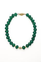Hand Carved Emerald Bead Silk Knotted Necklace-Necklaces-Gretchen Ventura