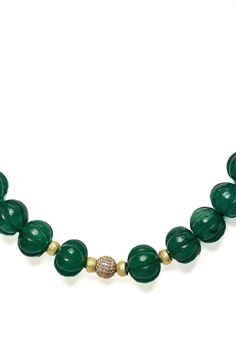 Hand Carved Emerald Bead Silk Knotted Necklace-Necklaces-Gretchen Ventura