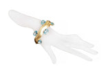 Faceted Blue Topaz Gold Plate Waved Bangle-Bracelets-Gretchen Ventura