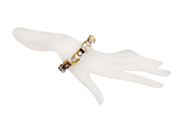 Emerald Shape Green Amethyst Kaleidoscope Bangle-Bracelets-Gretchen Ventura