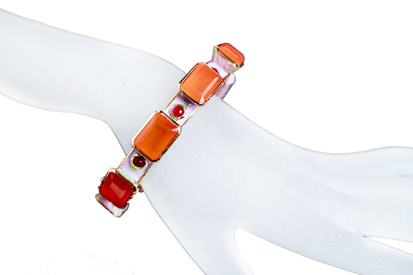 Emerald Shape Carnelian Kaleidoscope Bangle-Bracelets-Gretchen Ventura