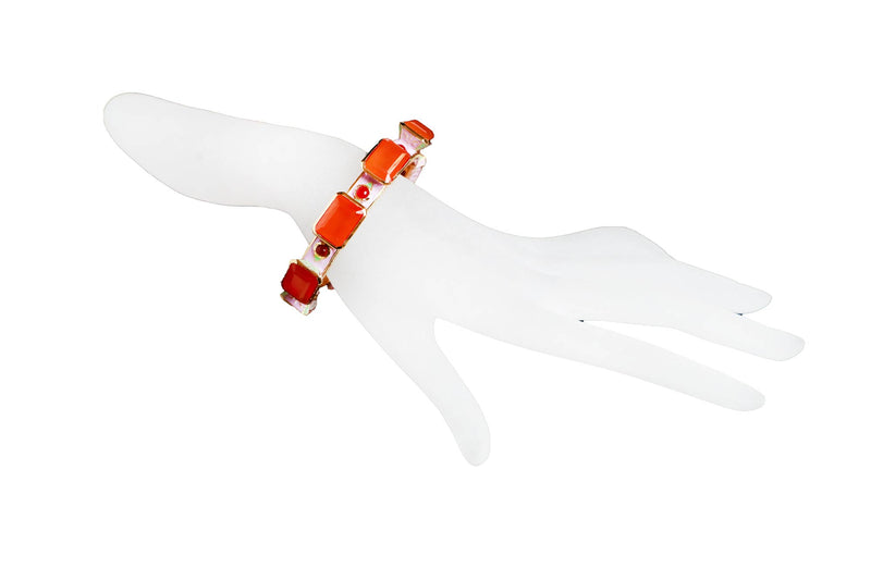 Emerald Shape Carnelian Kaleidoscope Bangle-Bracelets-Gretchen Ventura