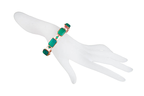 Emerald Shape Green Onyx Kaleidoscope Bangle-Bracelets-Gretchen Ventura