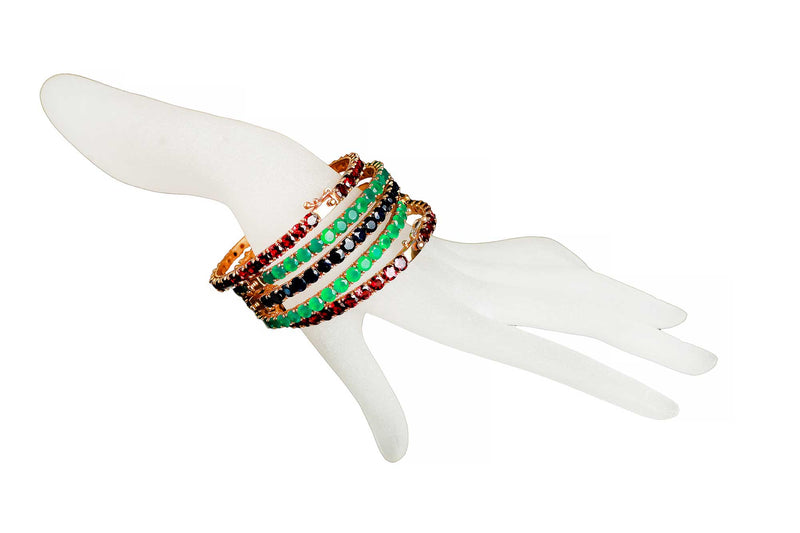 Single Row Blue Sapphire Bangle-Bracelets-Gretchen Ventura