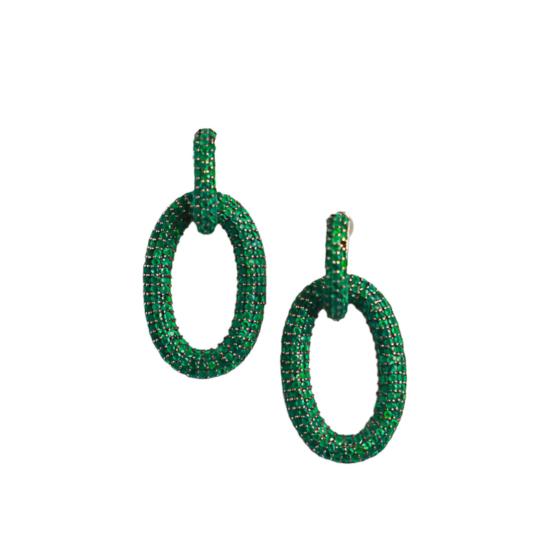 French Backed Emerald Huggies w/ Oval Drops-Earrings-Gretchen Ventura