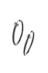 Black Spinel Pyramid Setting Hoops-Earrings-Gretchen Ventura