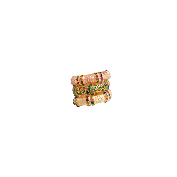 Emerald, Sapphire, Ruby Gemstone & Enamel Band-Rings-Gretchen Ventura
