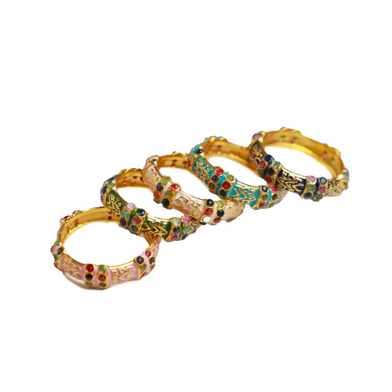 Emerald, Sapphire, Ruby Gemstone & Enamel Band-Rings-Gretchen Ventura