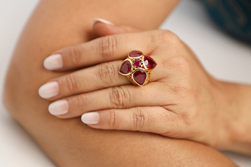 Royal Ruby Gold Plate Dome Ring-Rings-Gretchen Ventura