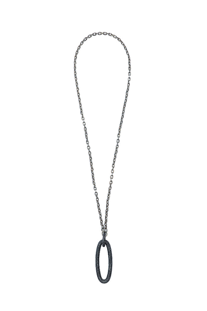 Black Spinel Large Oval Rockstar Necklace-Necklaces-Gretchen Ventura