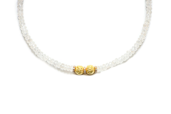 Faceted Topaz Necklace w/ Gold & Diamond Wheels-Necklaces-Gretchen Ventura