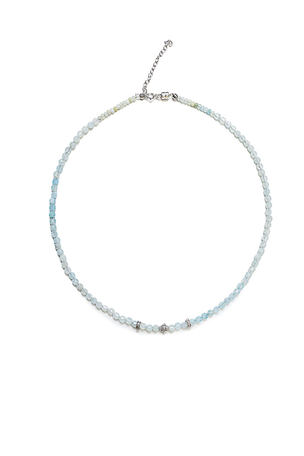 Lantern Aquamarine Necklace w/ Diamond Beads & Wheels-Necklaces-Gretchen Ventura