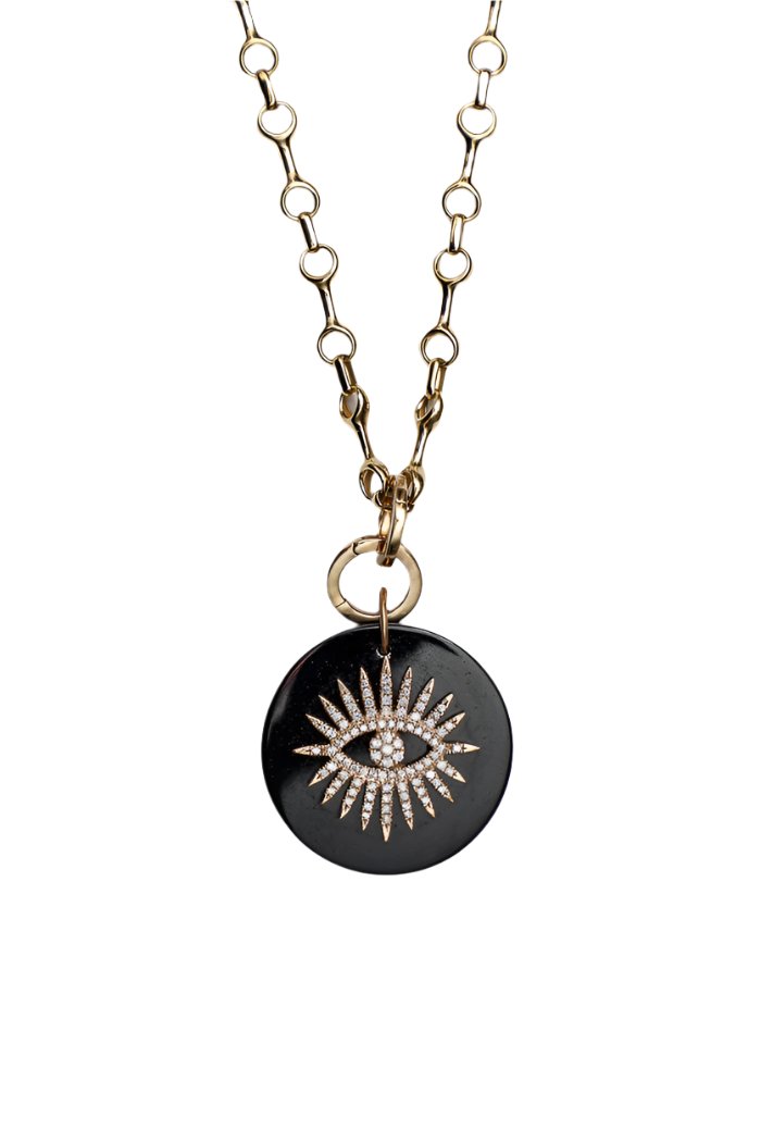 Evil eye on Onyx Pendant-Neck Pendant-Gretchen Ventura