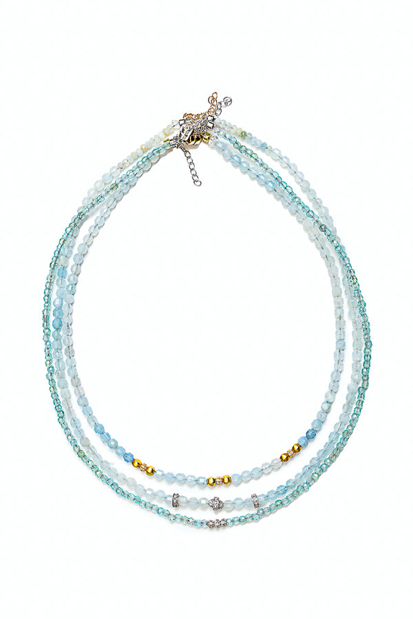 Faceted Apatite Necklace w/ Diamond Beads-Necklaces-Gretchen Ventura