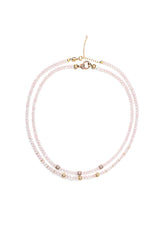 Rose Quartz Necklace w/Rose Gold & Diamond Beads-Necklaces-Gretchen Ventura