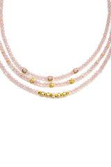 Rose Quartz Necklace w/Diamond Wheels & Enamel Beads-Necklaces-Gretchen Ventura