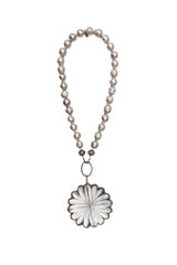 Mother of Pearl & Diamond Daisy Pendant-Neck Pendant-Gretchen Ventura