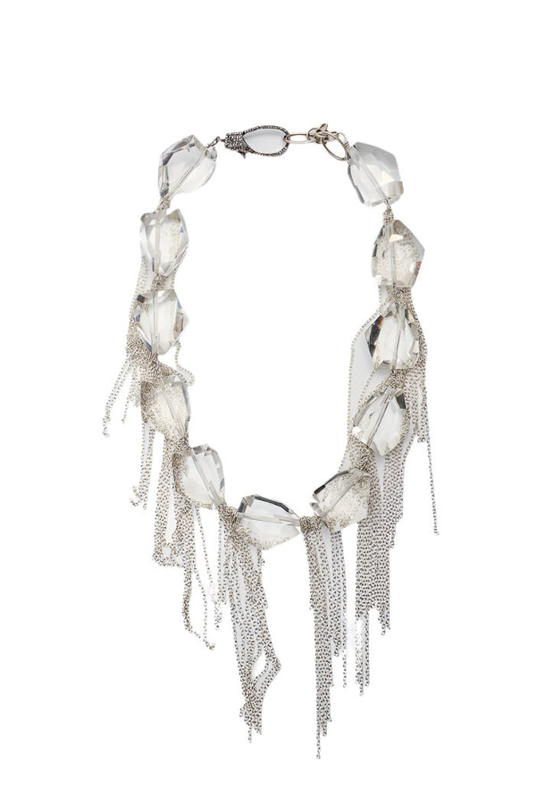 Quartz Crystal Nugget Fringe Choker-Necklaces-Gretchen Ventura