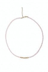 Rose Quartz Necklace w/Diamond Wheels & Enamel Beads-Necklaces-Gretchen Ventura