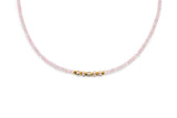 Rose Quartz Necklace w/Diamond Wheels & Enamel Beads-Necklaces-Gretchen Ventura