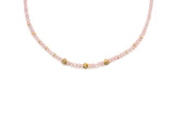 Rose Quartz Necklace w/Diamond Wheels-Necklaces-Gretchen Ventura