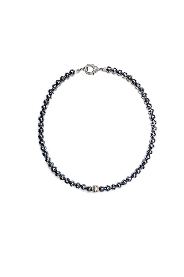 Midnight Diamond Spinel Necklace w/Diamond Baguette Bead-Necklaces-Gretchen Ventura