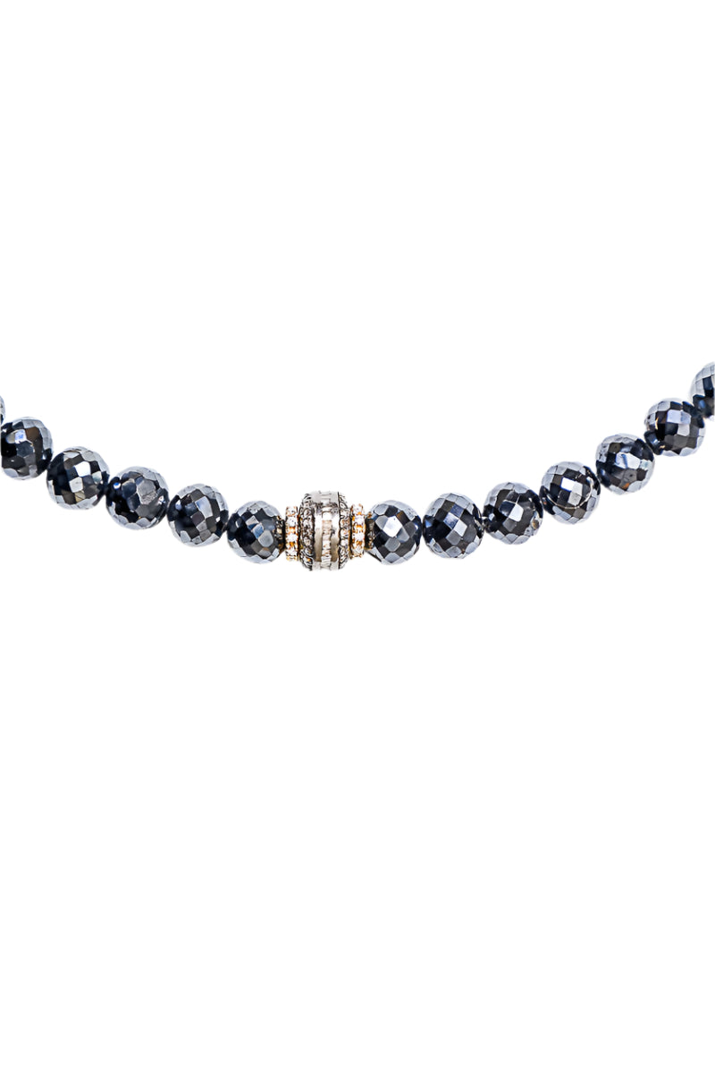 Midnight Diamond Spinel Necklace w/Diamond Baguette Bead-Necklaces-Gretchen Ventura