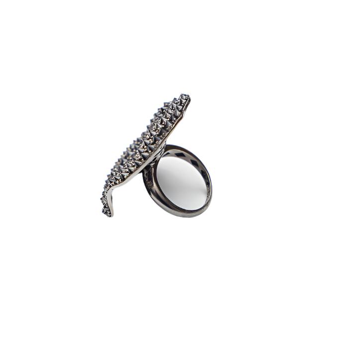 Pyramid Black Spinel Amoeba Ring-Rings-Gretchen Ventura