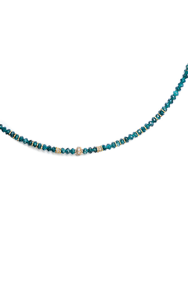 Faceted Grandidierite Necklace w/Diamond Beads-Necklaces-Gretchen Ventura