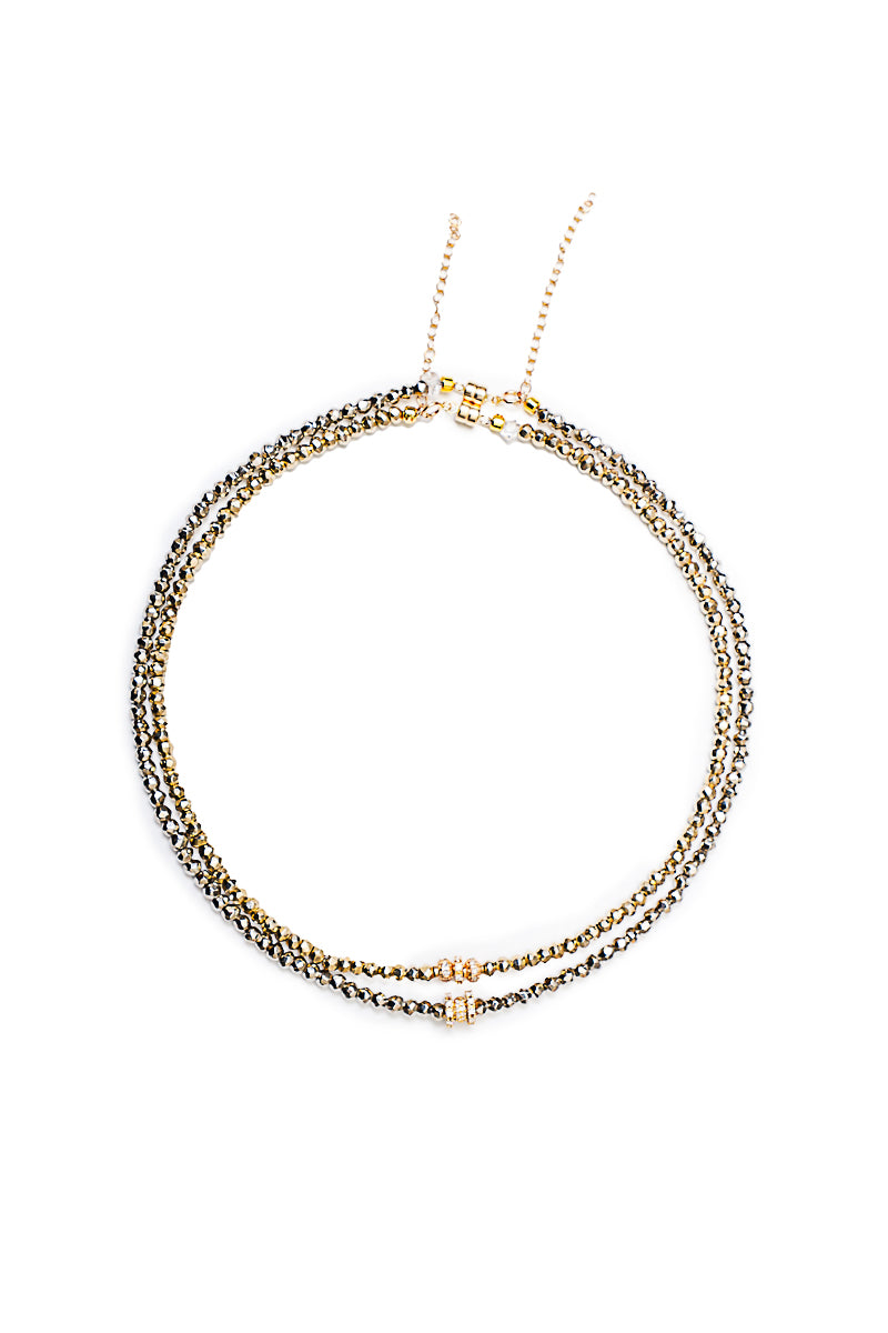 Faceted Rhodium Pyrite Necklace-Necklaces-Gretchen Ventura