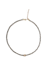 Faceted Rhodium Pyrite Necklace-Necklaces-Gretchen Ventura