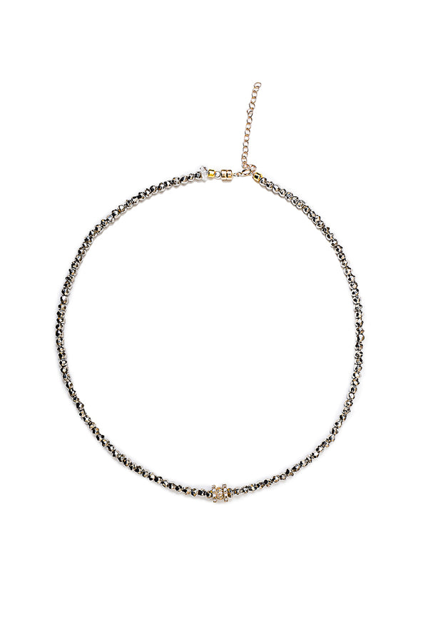 Faceted Rhodium Pyrite Necklace-Necklaces-Gretchen Ventura