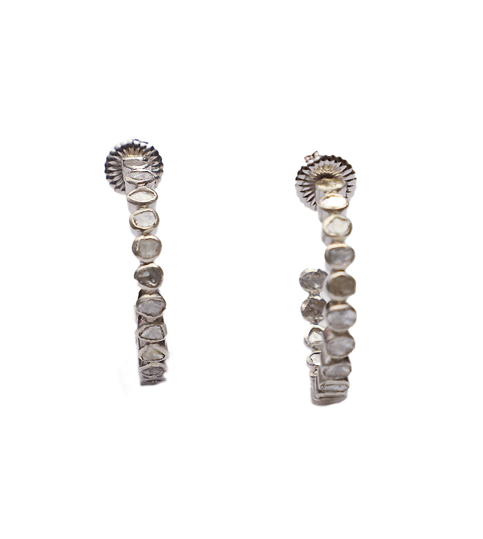 Rose Cut Diamond Hoops-Earrings-Gretchen Ventura