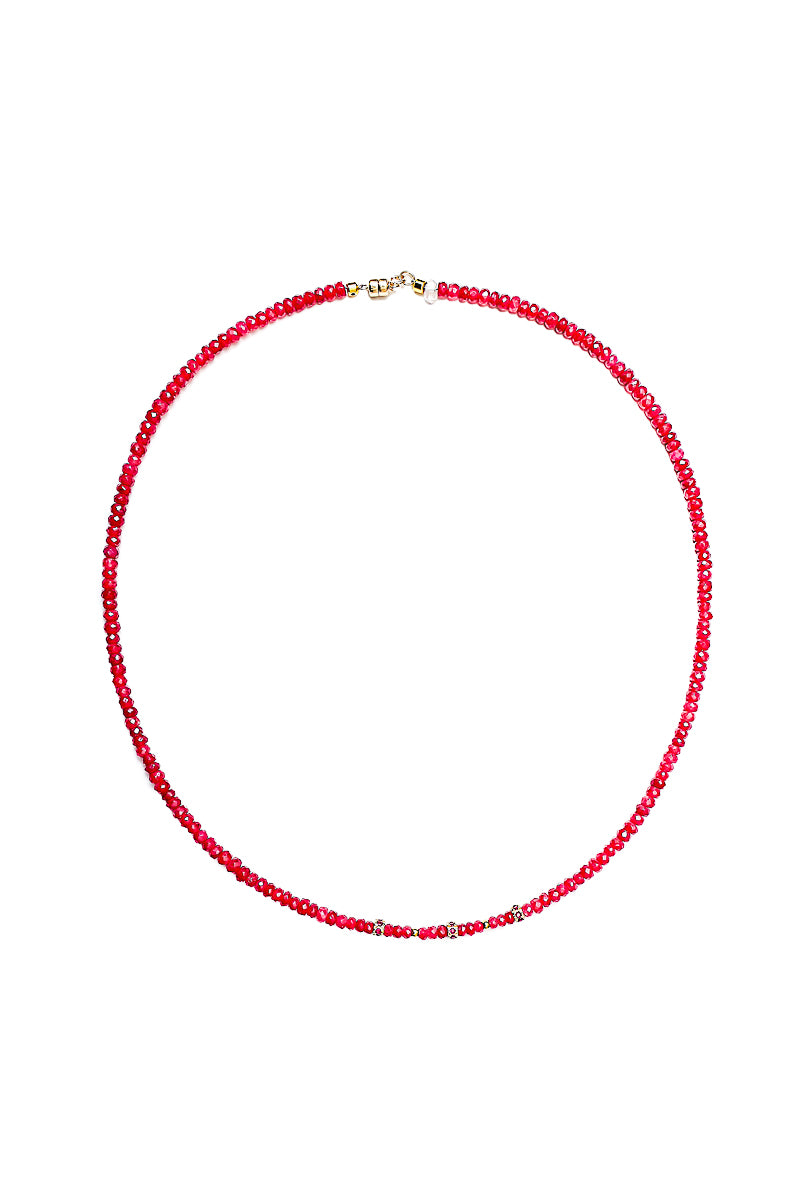 Faceted Ruby Necklace w/ Gold & Ruby Wheels-Necklaces-Gretchen Ventura