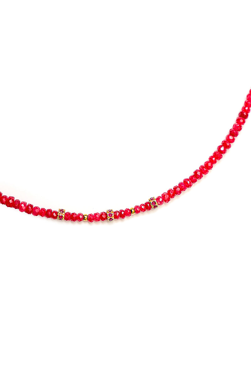 Faceted Ruby Necklace w/ Gold & Ruby Wheels-Necklaces-Gretchen Ventura