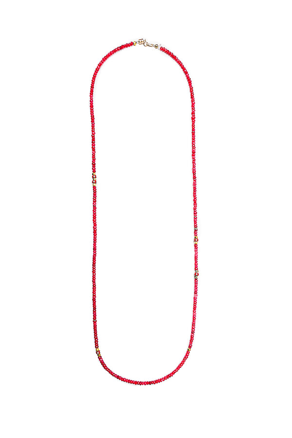 Ruby Necklace w/ Diamond & Enamel Beads-Necklaces-Gretchen Ventura