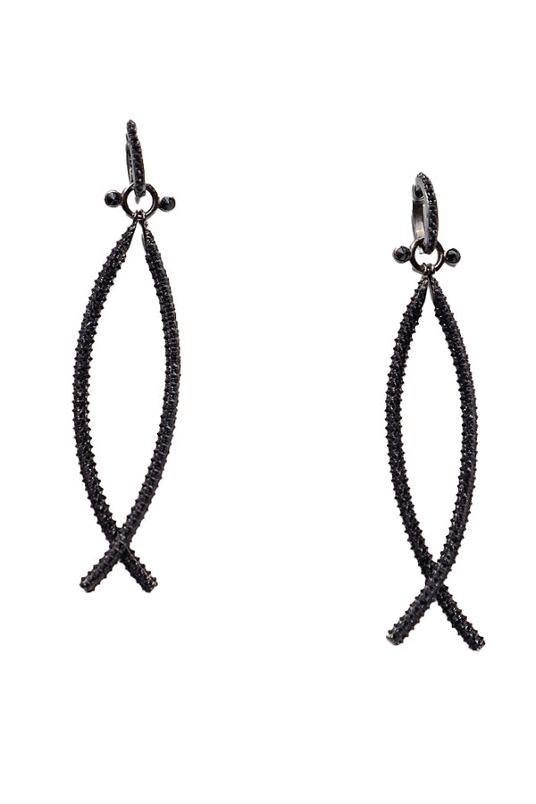 Black Spinel 360 Wave Earrings-Earrings-Gretchen Ventura