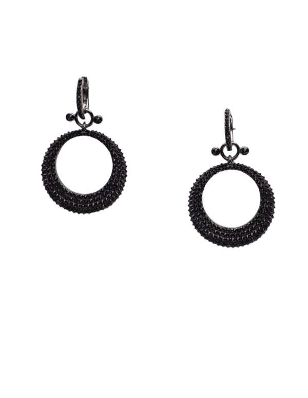 Black Spinel Saucer Earrings-Earrings-Gretchen Ventura