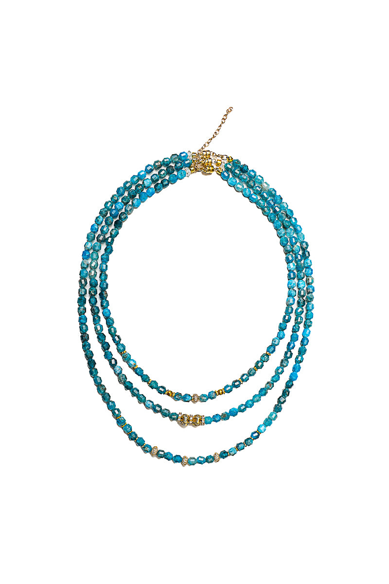 Lantern Apatite Necklace w/Gold & Diamond Beads-Necklaces-Gretchen Ventura