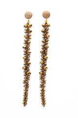 Gold Plated Pyrite Macrame Earrings-Earrings-Gretchen Ventura