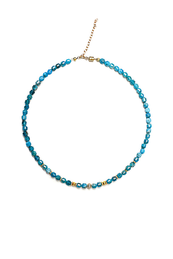 Lantern Apatite Necklace w/Gold & Diamond Beads-Necklaces-Gretchen Ventura