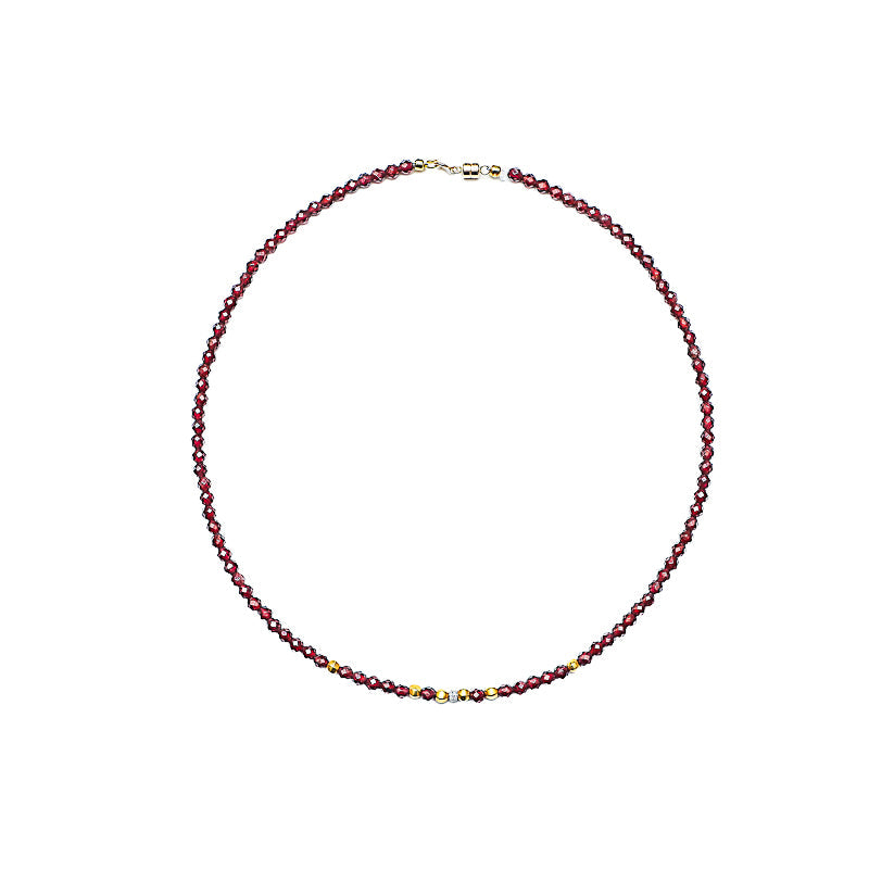 Garnet Necklace w/Gold Beads-Necklaces-Gretchen Ventura