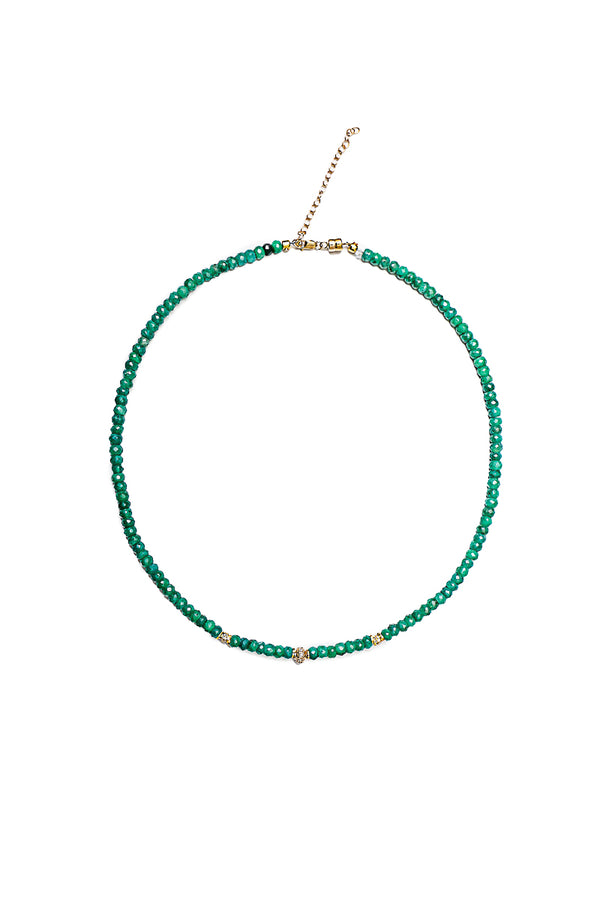 Faceted Emerald Necklace w/Diamond Beads-Necklaces-Gretchen Ventura