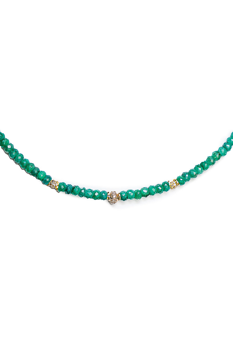 Faceted Emerald Necklace w/Diamond Beads-Necklaces-Gretchen Ventura