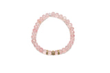 Rose Quartz Bracelet w/Gold Bead & Wheels-Bracelets-Gretchen Ventura